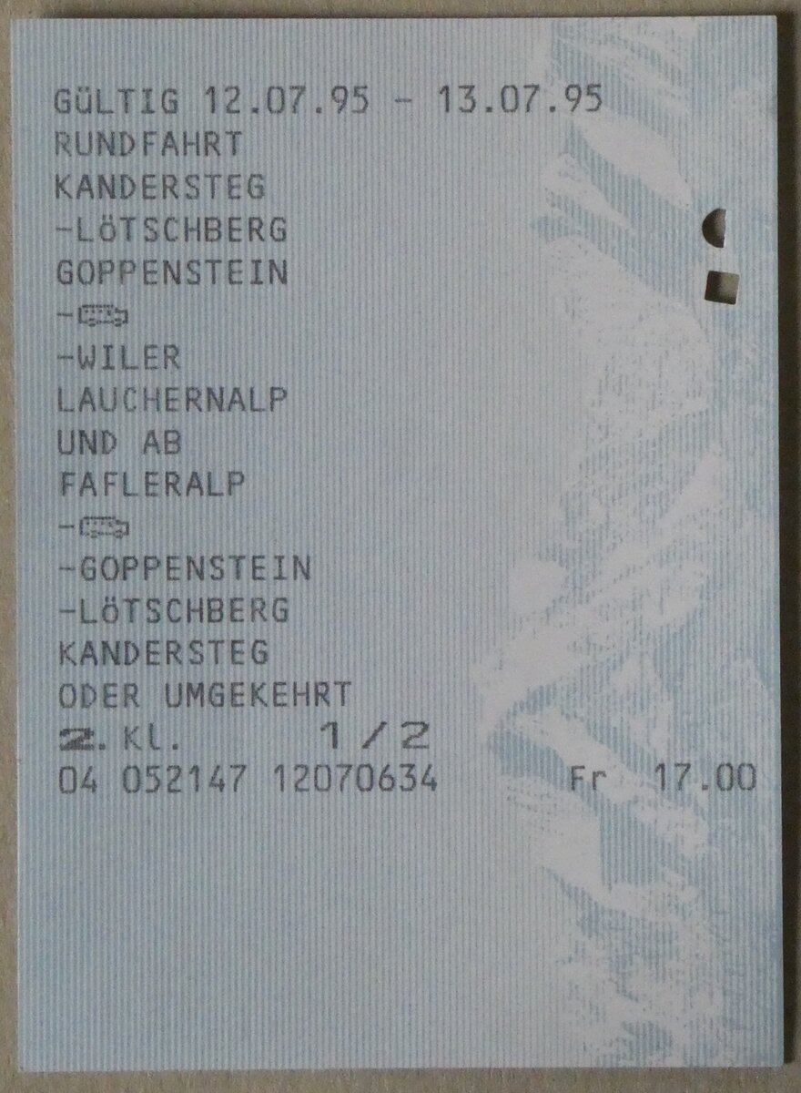 (276'729) - BLS/Postauto-Rundfahrtenbillet am 15. Juni 2025 in Thun