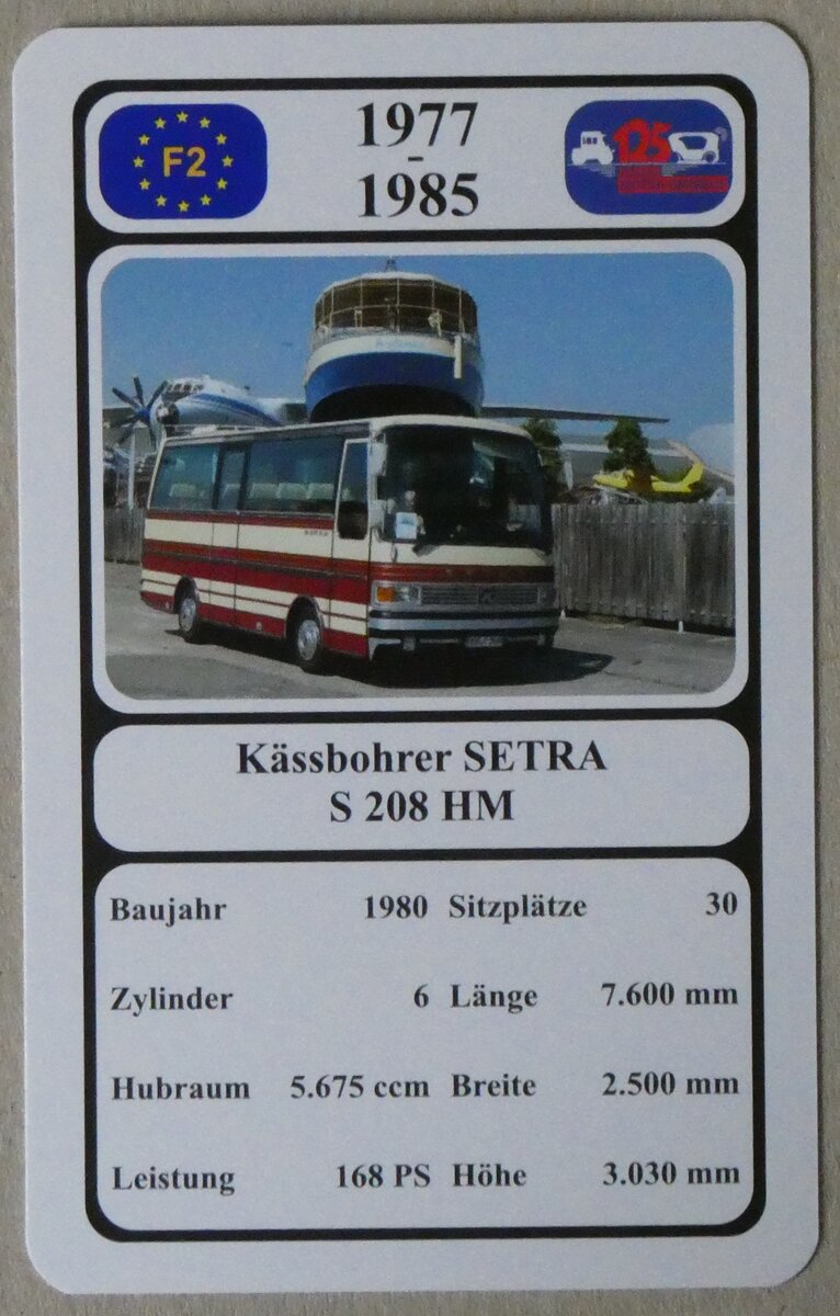 (276'731) - Quartett-Spielkarte mit K�ssbohrer SETRA S 208 HM von 1980 am 15. Juni 2025 in Thun
