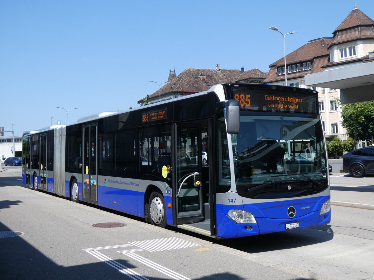 (276'800) - VZO Gr�ningen - Nr. 147ZH 920'147 - Mercedes am 17. Juni 2025 beim Bahnhof Rapperswil