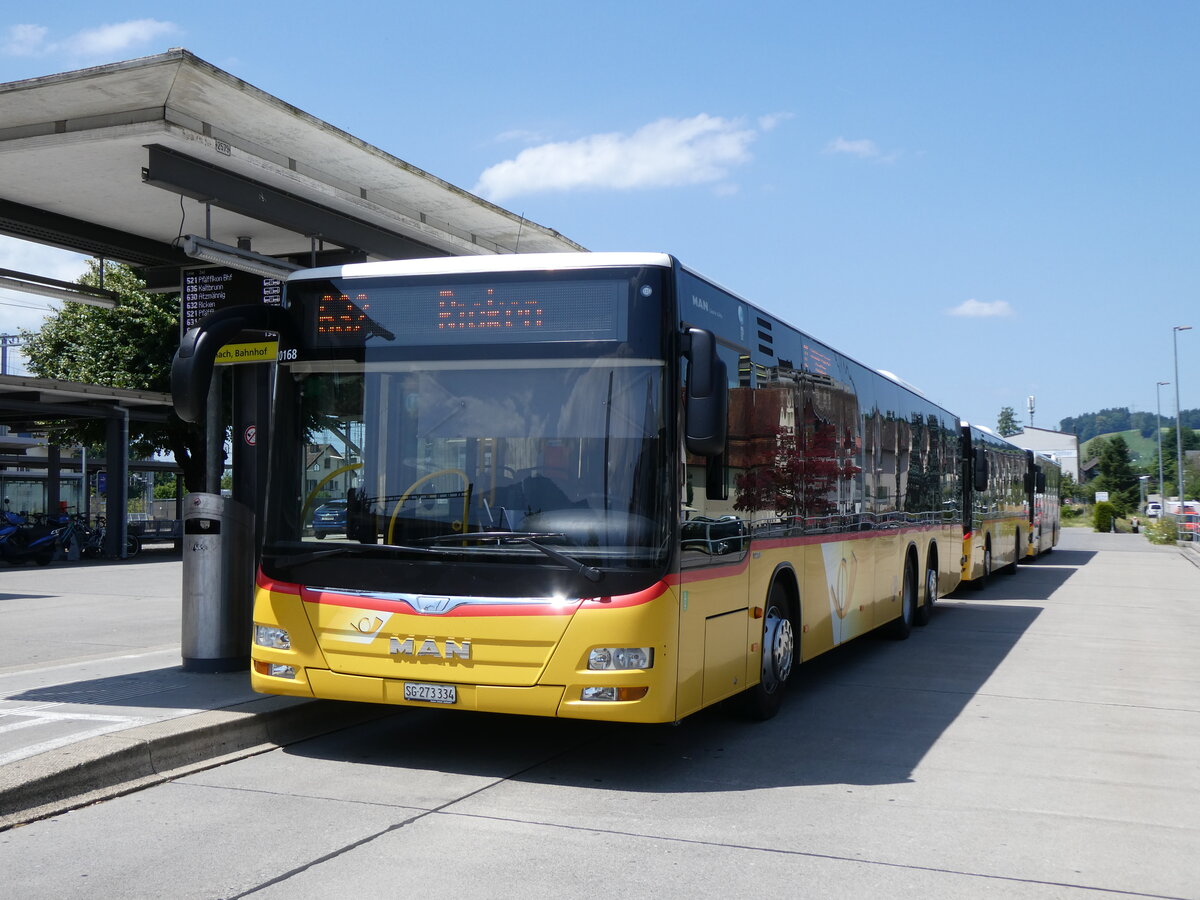 (276'824) _ PostAuto Ostschweiz - SG 273'334/PID 10'168 - MAN am 17. Juni 2025 beim Bahnhof Uznach