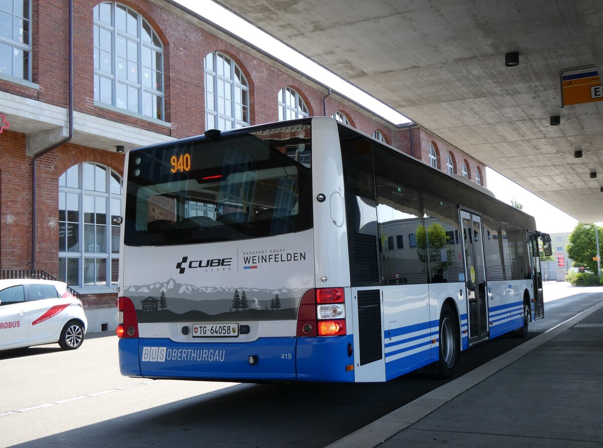 (276'861) - BOTG Amriswil - Nr. 419/TG 64'058 - MAN (ex StadtBUS, Frauenfeld Nr. 915; ex RTB Altst�tten Nr. 915; ex PostBus/A BD 15'345) am 17. Juni 2025 in Arbon, Bushof