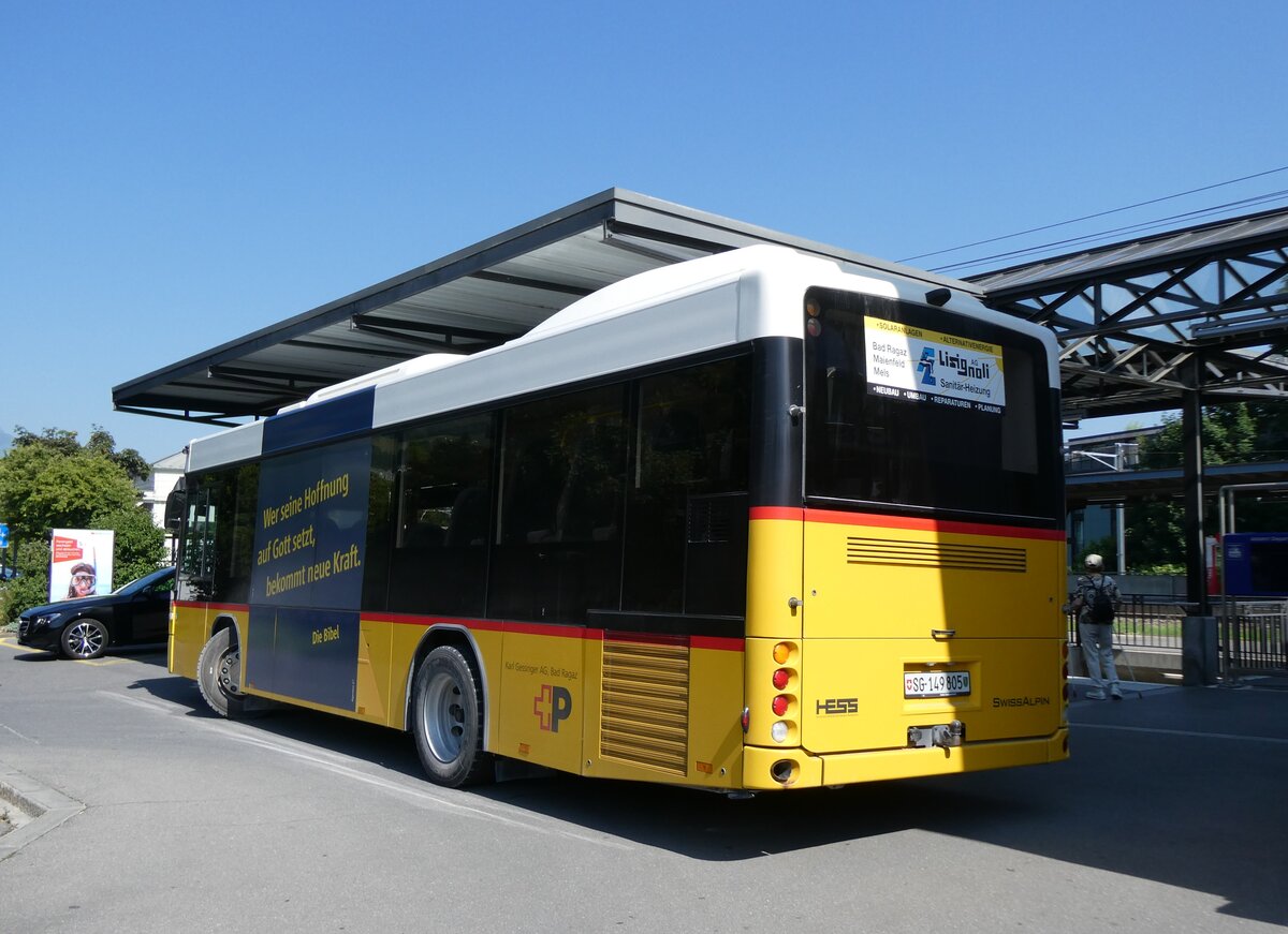 (277'107) - Gessinger, Bad Ragaz - SG 149'805/PID 10'416 - Scania/Hess am 20. Juni 2025 beim Bahnhof Bad Ragaz