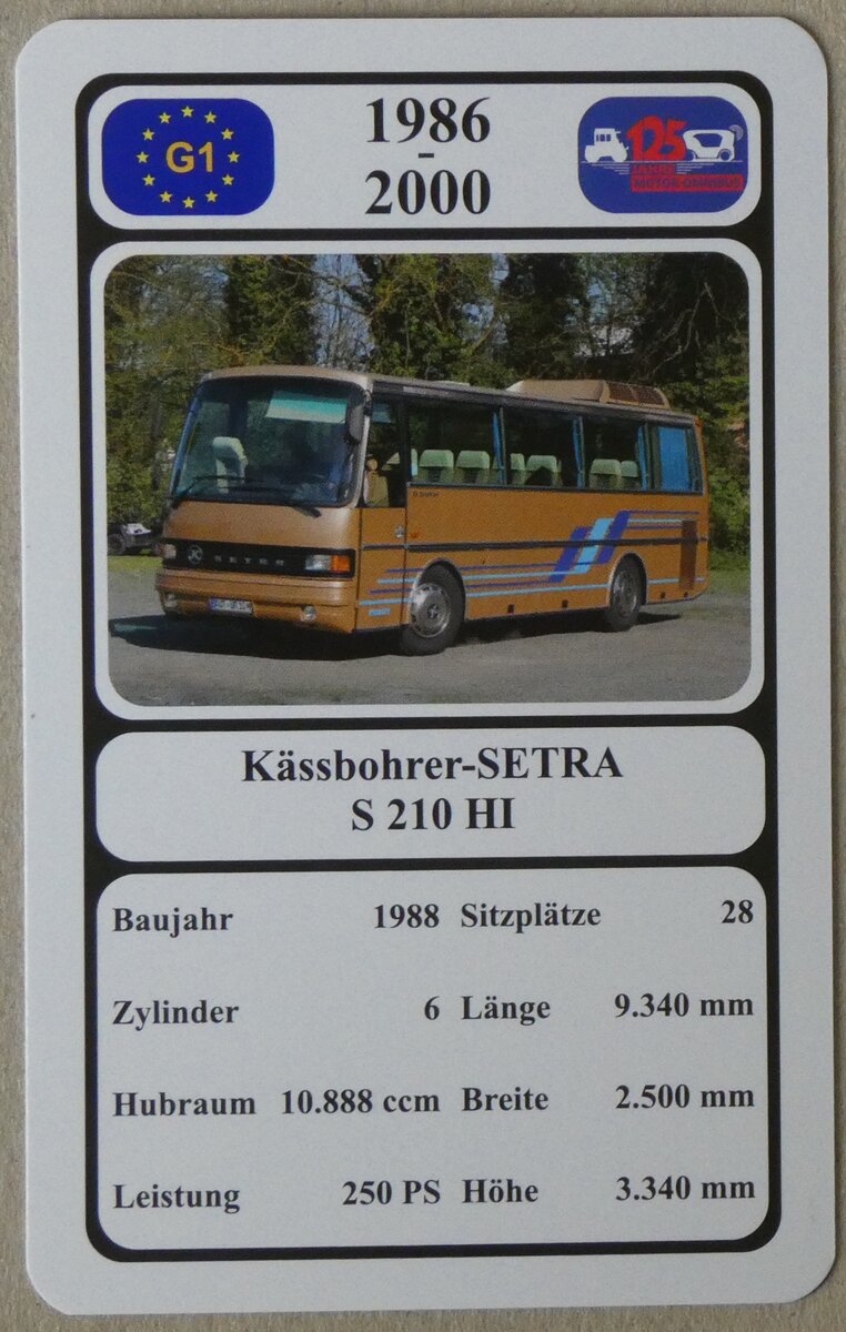 (277'212) - Quartett-Spielkarte mit K�ssbohrer-SETRA S 210 HI von 1988 am 22. Juni 2025 in Thun