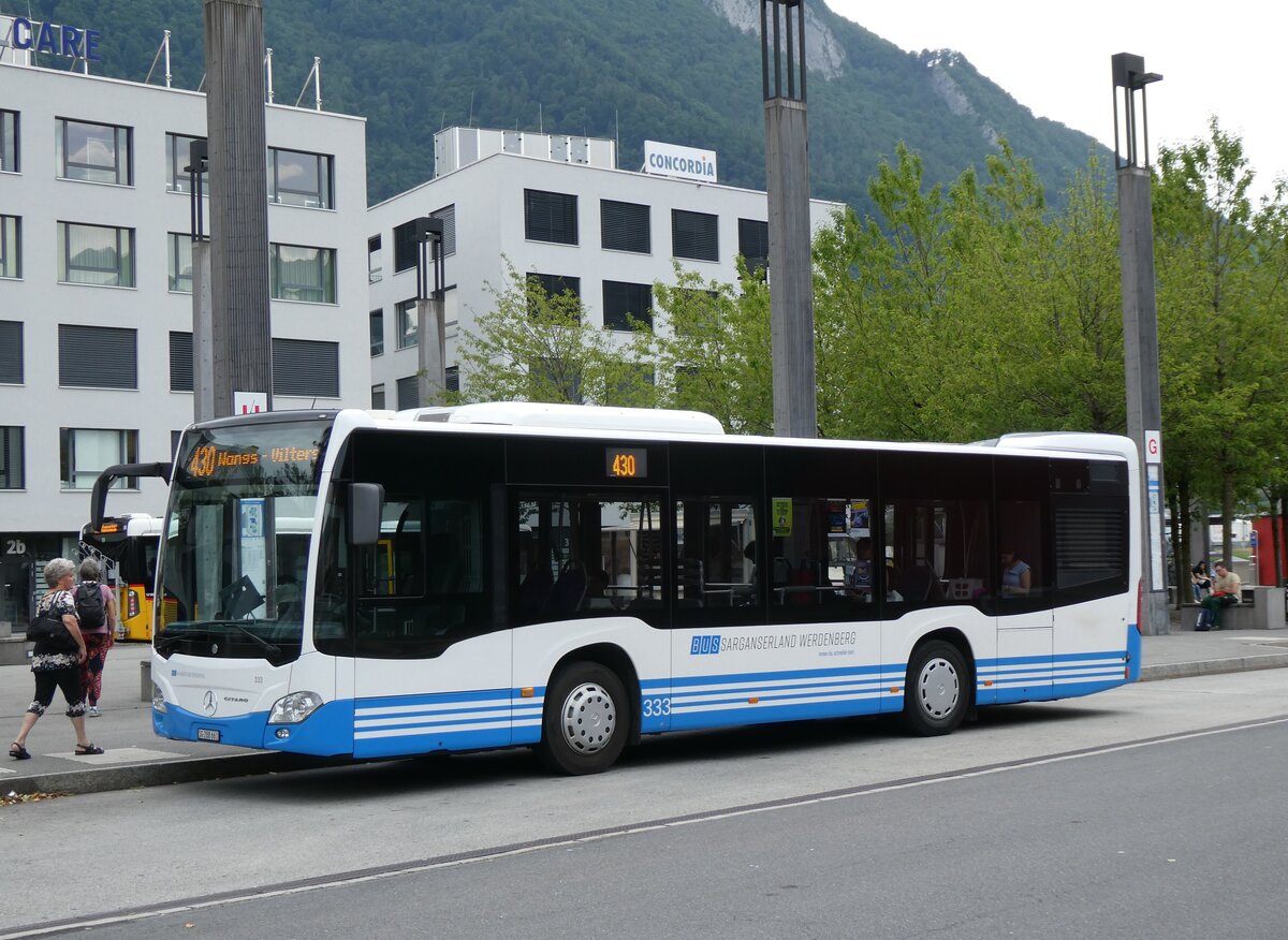 (277'234) - BSW Sargans - Nr. 333/SG 288'661 - Mercedes am 26. Juni 2025 beim Bahnhof Sargans