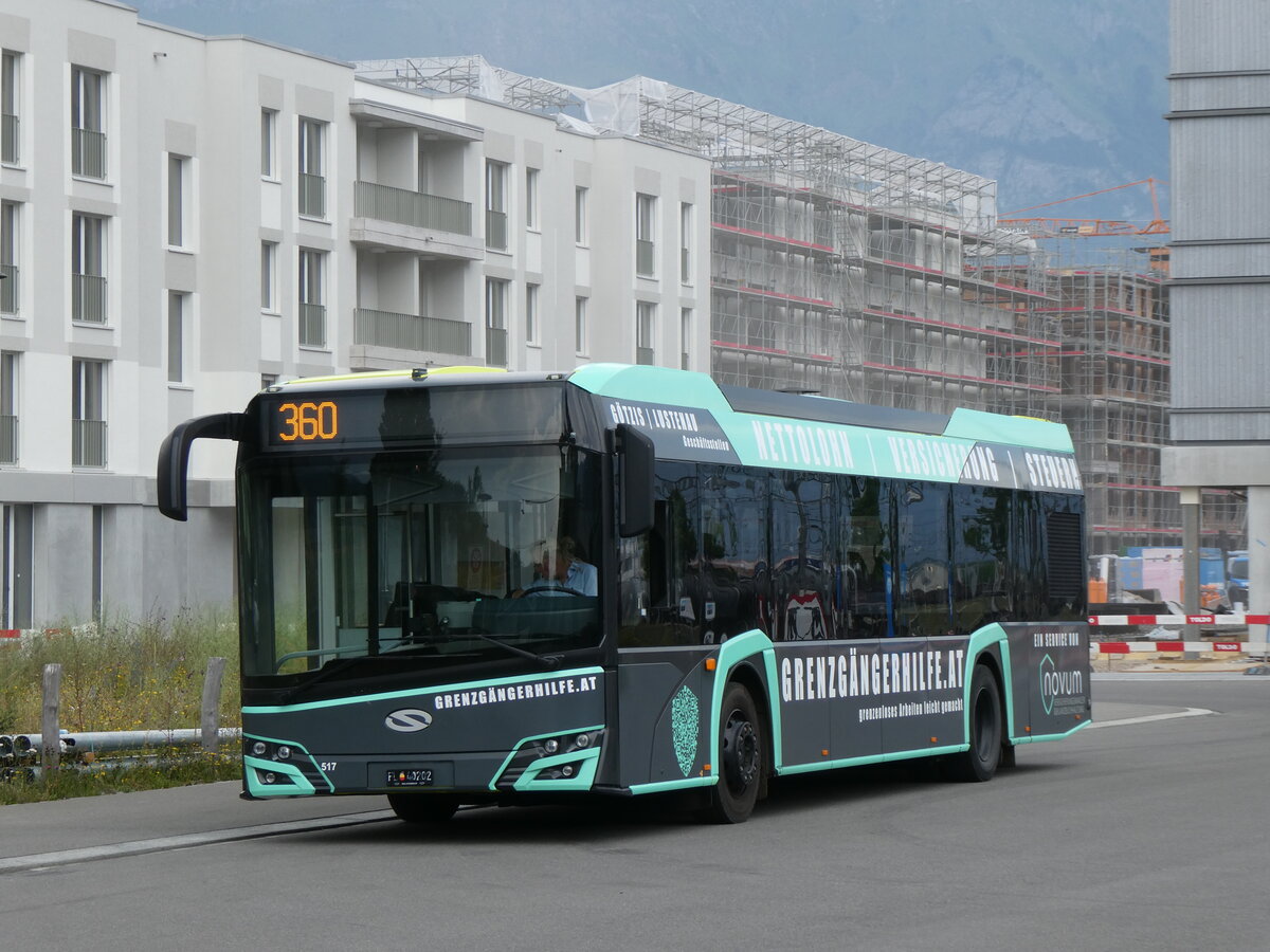 (277'248) - Aus Liechtenstein: BOS PS Anstalt, Vaduz - Nr. 517/FL 40'202 - Solaris am 26. Juni 2025 beim Bahnhof Buchs