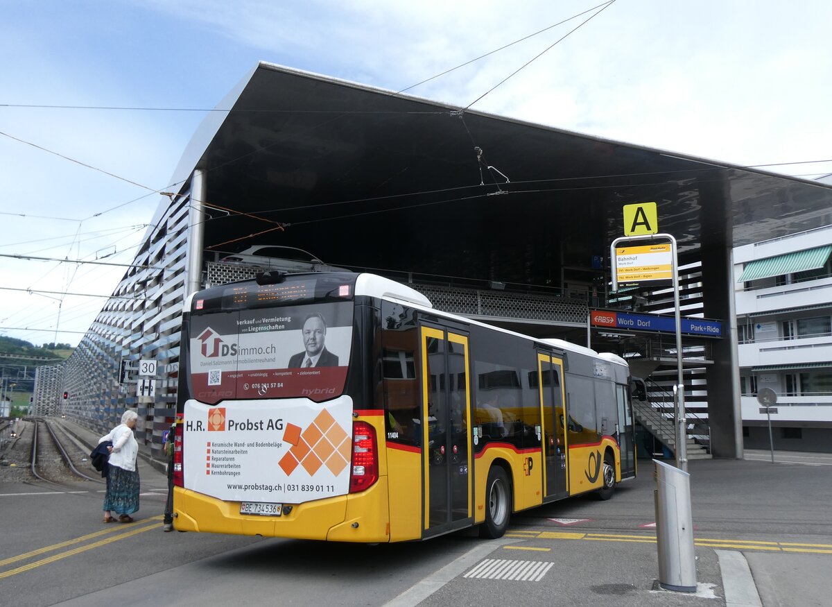 (277'274) - PostAuto Bern - BE 734'536/PID 11'404 - Mercedes (ex BE 610'540) am 27. Juni 2025 beim Bahnhof Worb Dorf
