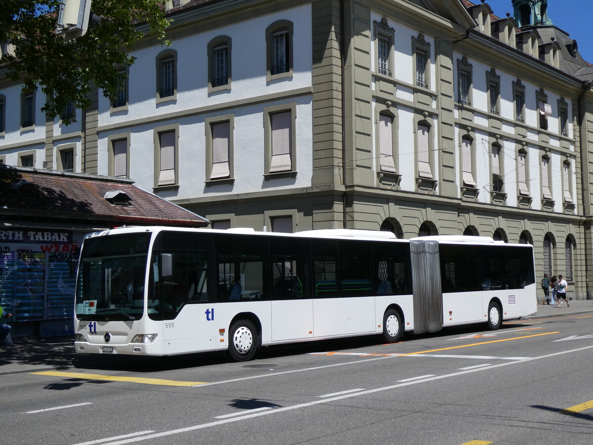 (277'308) - Intertours, Domdidier - Nr. 555/FR 300'555 - Mercedes (ex Nr. 412; ex TPL Lugano Nr. 412) am 28. Juni 2025 beim Bahnhof Bern