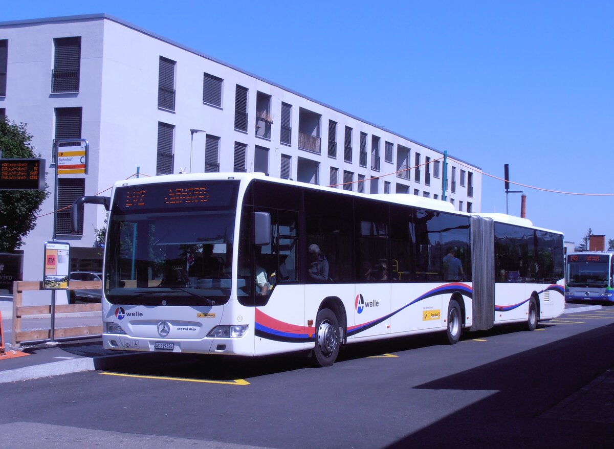 (277'766) - PostAuto Nordschweiz - Nr. 23/AG 419'620/PID 5541 - Mercedes (ex Inderm�hle, Rekingen Nr. 151; ex Twerenbold, Baden Nr. 23) am 11. Juli 2025 beim Bahnhof Aesch