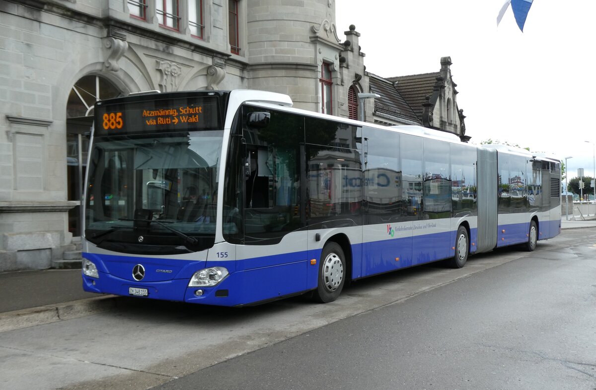 (277'995) - VZO Gr�ningen - Nr. 155/ZH 348'155 - Mercedes am 25. Juli 2025 beim Bahnhof Rapperswil