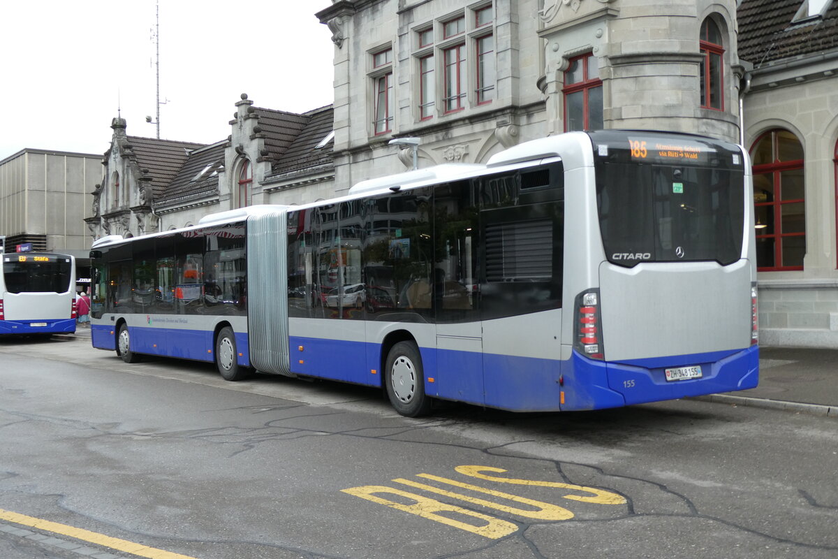(277'996) - VZO Gr�ningen - Nr. 155/ZH 348'155 - Mercedes am 25. Juli 2025 beim Bahnhof Rapperswil