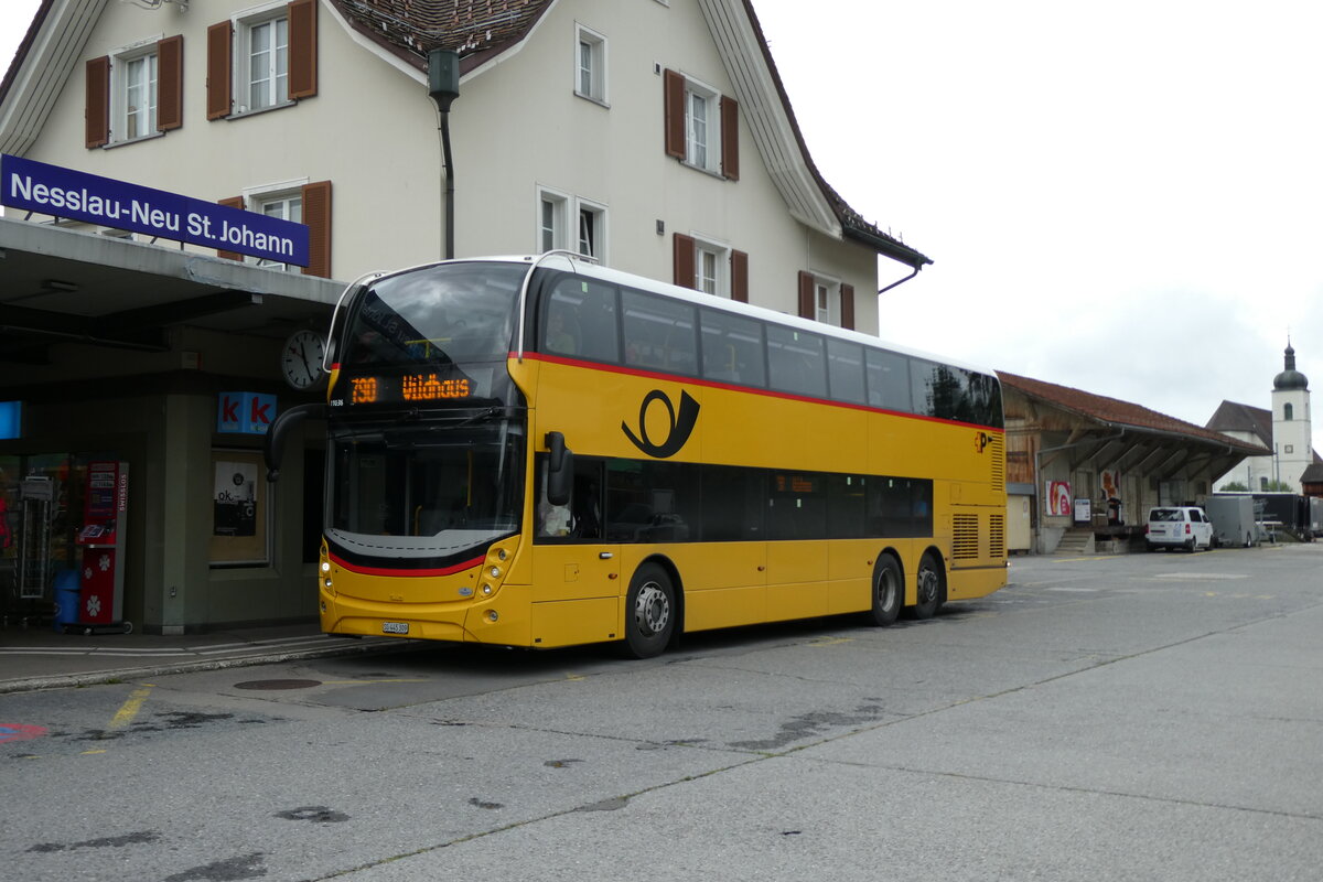(278'016) - PostAuto Ostschweiz - SG 445'309/PID 11'036 - Alexander Dennis (ex CarPostal Ouest NE 154'830; ex PostAuto Ostschweiz SG 445'309) am 25. Juli 2025 beim Bahnhof Nesslau-Neu St. Johann