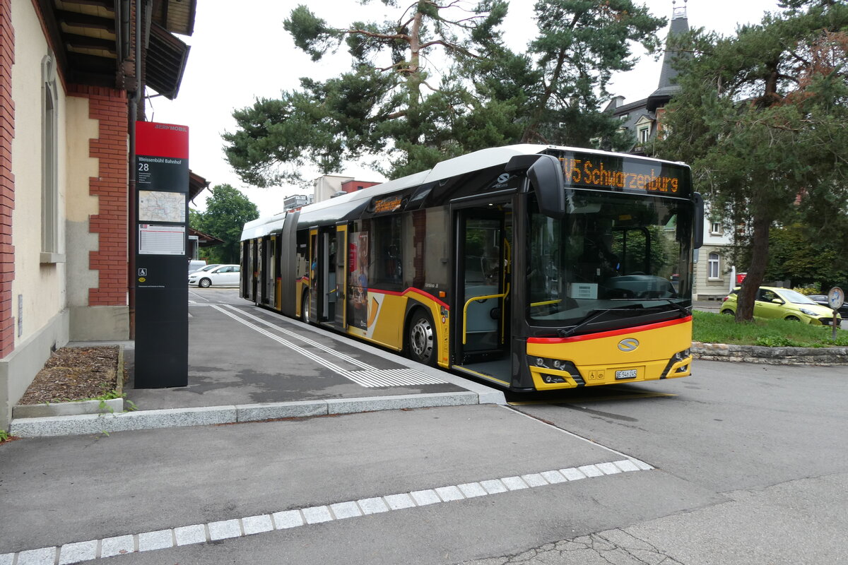 (278'043) - PostAuto Bern - BE 11'245/BE 546'245/PID 11'245 - Solaris am 26. Juli 2025 beim Bahnhof Bern Weissenb�hl