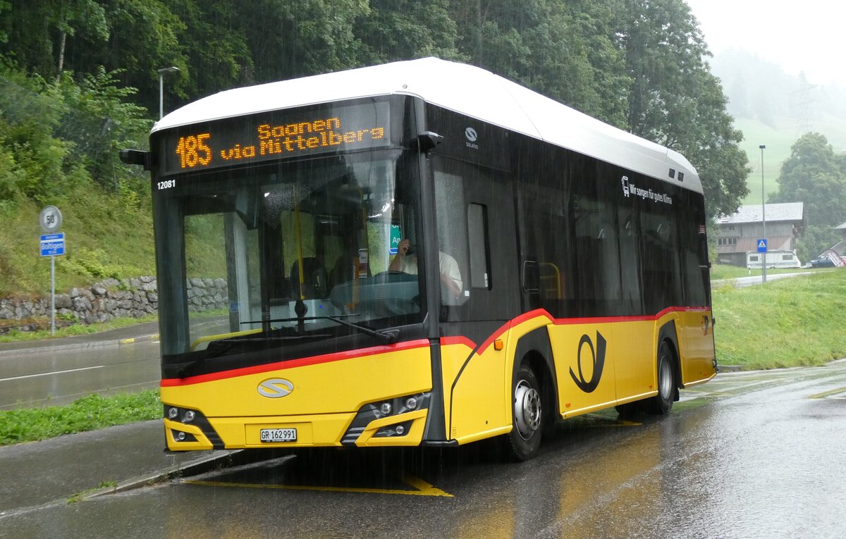 (278'065) - PostAuto Graub�nden - GR 162'991/PID 12'081 - eSolaris am 26. Juli 2025 in Jaun, Bergbahnen