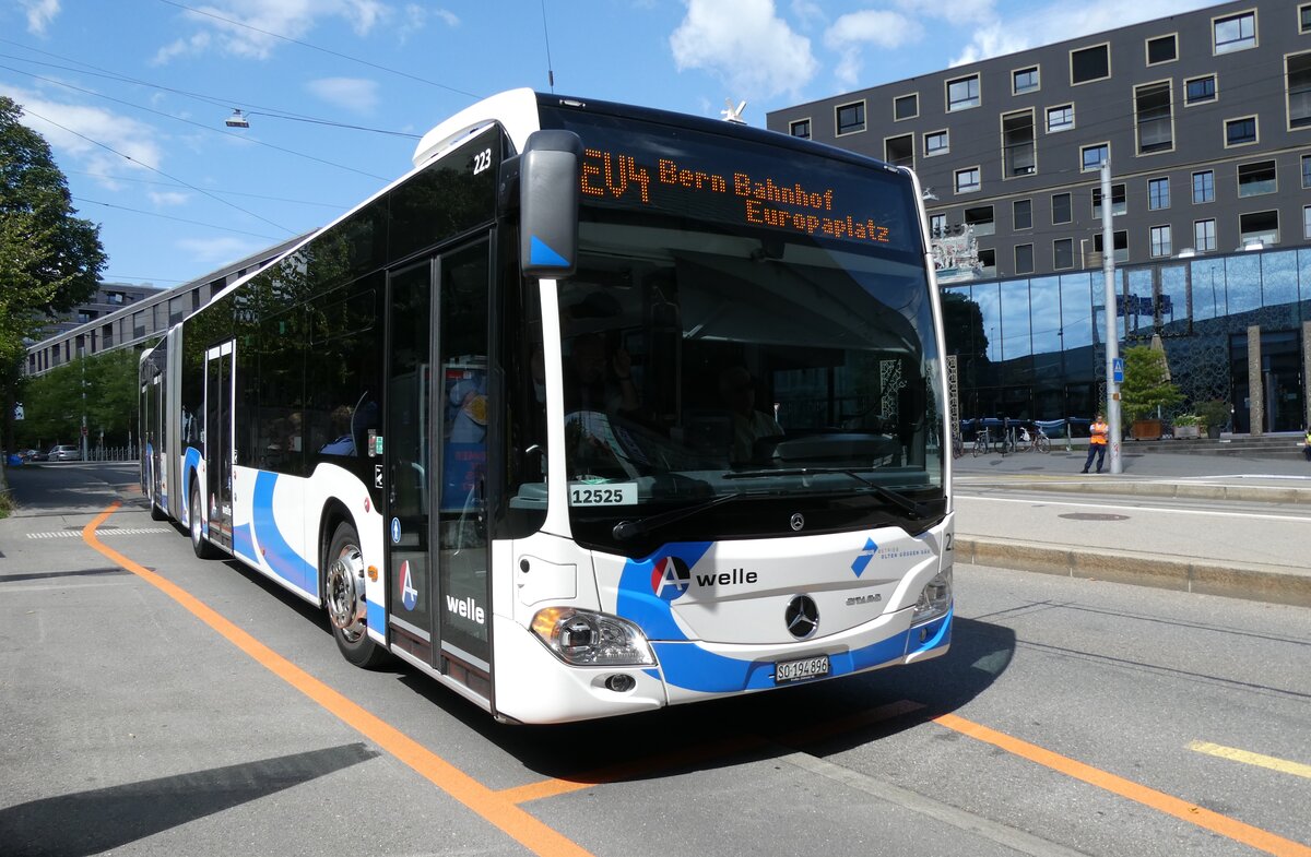 (278'287) - BOGG Wangen b.O. - Nr. 223/SO 194'896/PID 12'525 - Mercedes am 1. August 2025 beim Bahnhof Bern Europaplatz (angemietet von PostAuto)