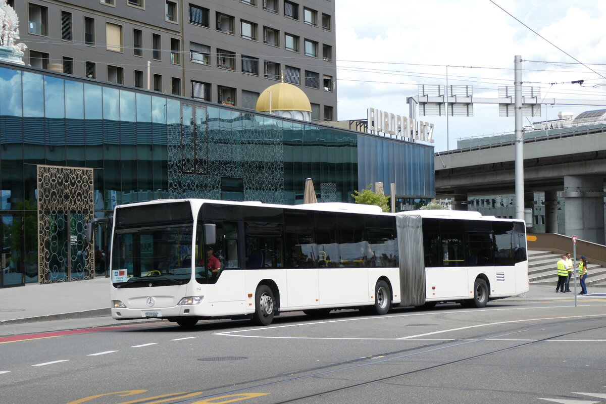(278'300) - Wieland, Murten - Nr. 134/FR 300'606 - Mercedes (ex Interbus, Yverdon Nr. 222; ex VBL Luzern Nr. 161) am 1. August 2025 beim Bahnhof Bern Europaplatz