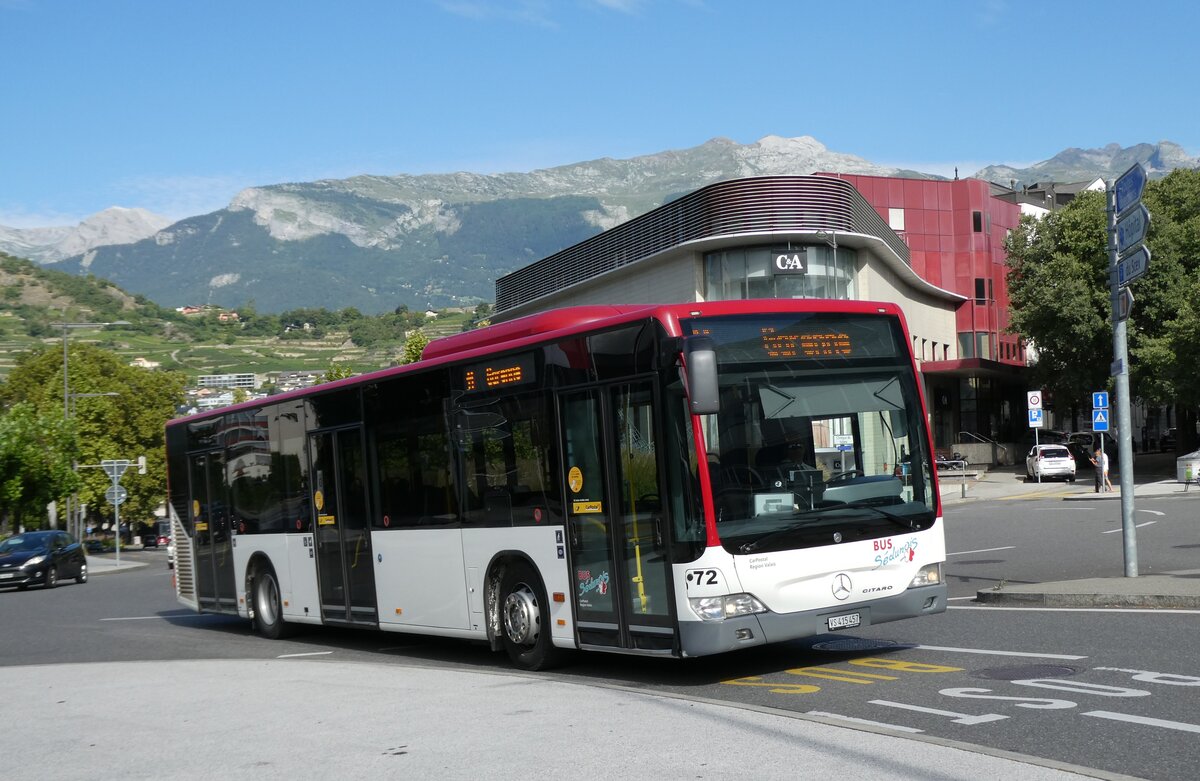 (278'523) - PostAuto Wallis - Nr. 72/VS 415'457/PID 5337 - Mercedes (ex Lathion, Sion Nr. 72) am 5. August 2025 beim Bahnhof Sion