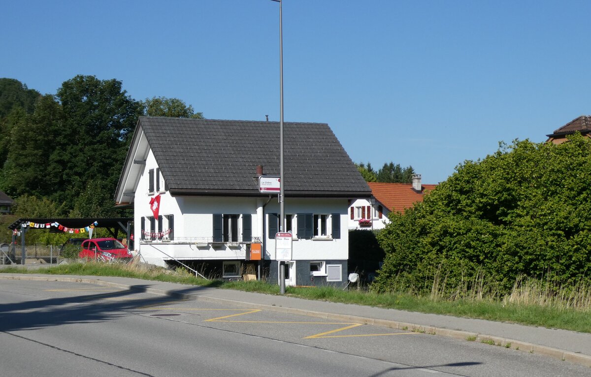 (278'585) - TPF-Haltestelle am 7. August 2025 in Charmey, Le Ch�ne