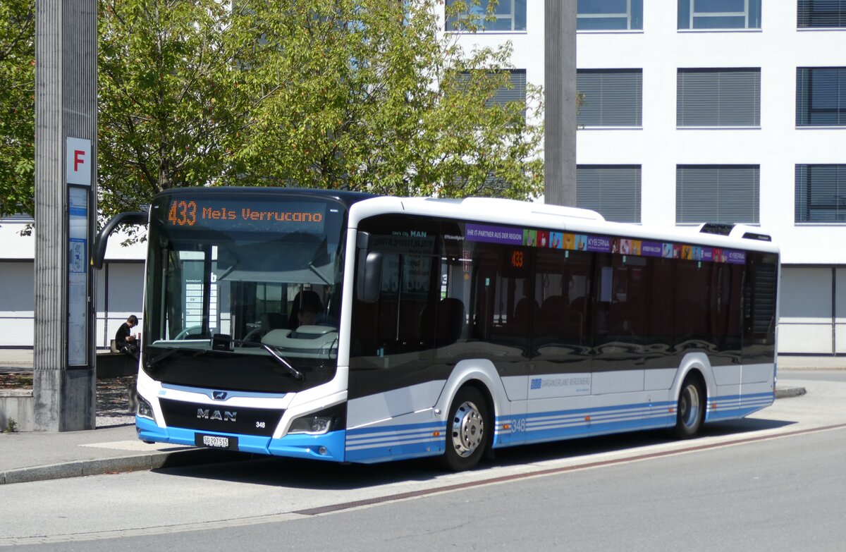 (278'627) - BSW Sargans - Nr. 348/SG 297'515 - MAN am 8. August 2025 beim Bahnhof Sargans
