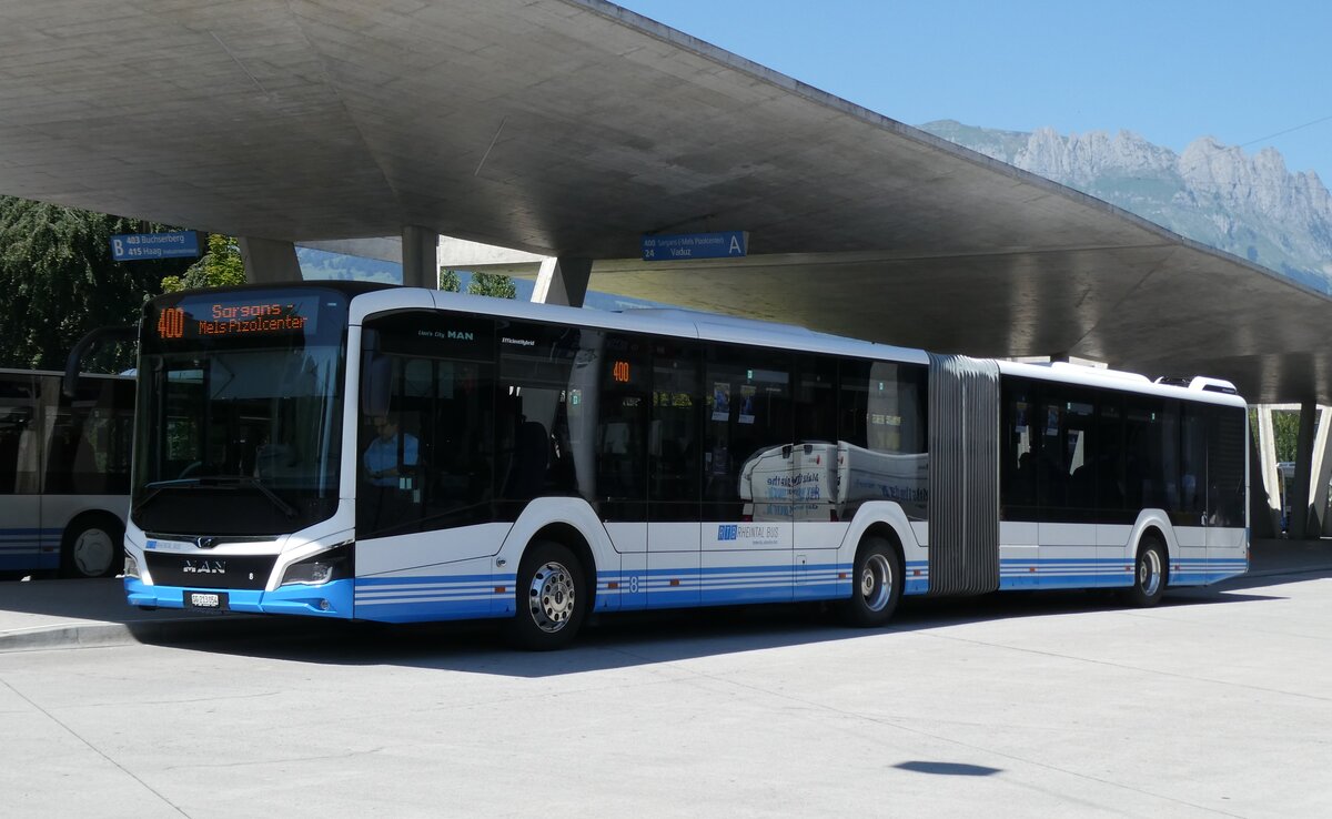 (278'640) - RTB Altst�tten - Nr. 8/SG 213'054 - MAN am 8. August 2025 beim Bahnhof Buchs