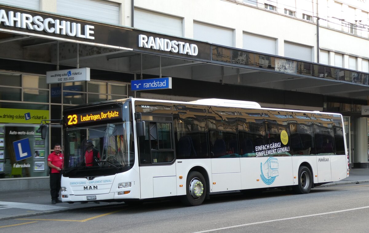 (278'678) - Funi-Car, Biel - Nr. 24/BE 708'024 - MAN am 9. August 2025 beim Bahnhof Biel