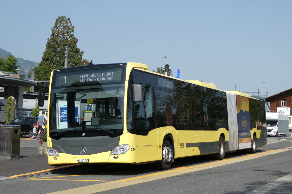(278'815) - STI Thun - Nr. 714/BE 427'714 - Mercedes am 13. August 2025 beim Bahnhof Spiez
