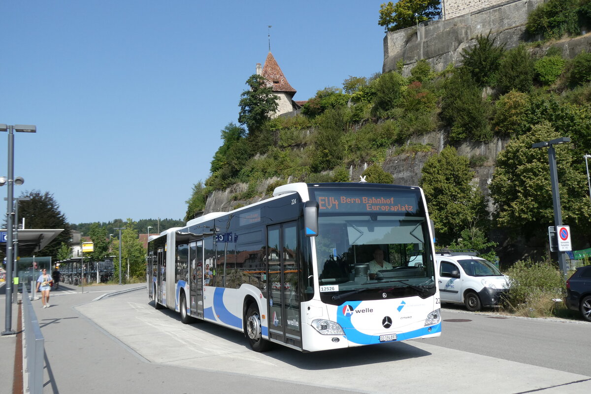 (278'849) - BOGG Wangen b.O. - Nr. 224/SO 194'897/PID 12'526 - Mercedes am 15. August 2025 beim Bahnhof Laupen (angemietet von PostAuto)