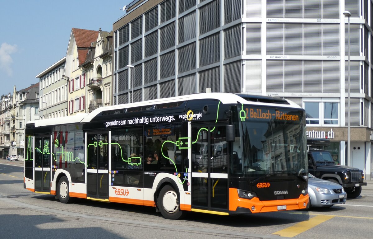 (278'928) - BSU Solothurn - Nr. 1201/SO 195'101 - eScania (ex Nr. 101) am 16. August 2025 beim Hauptbahnhof Solothurn