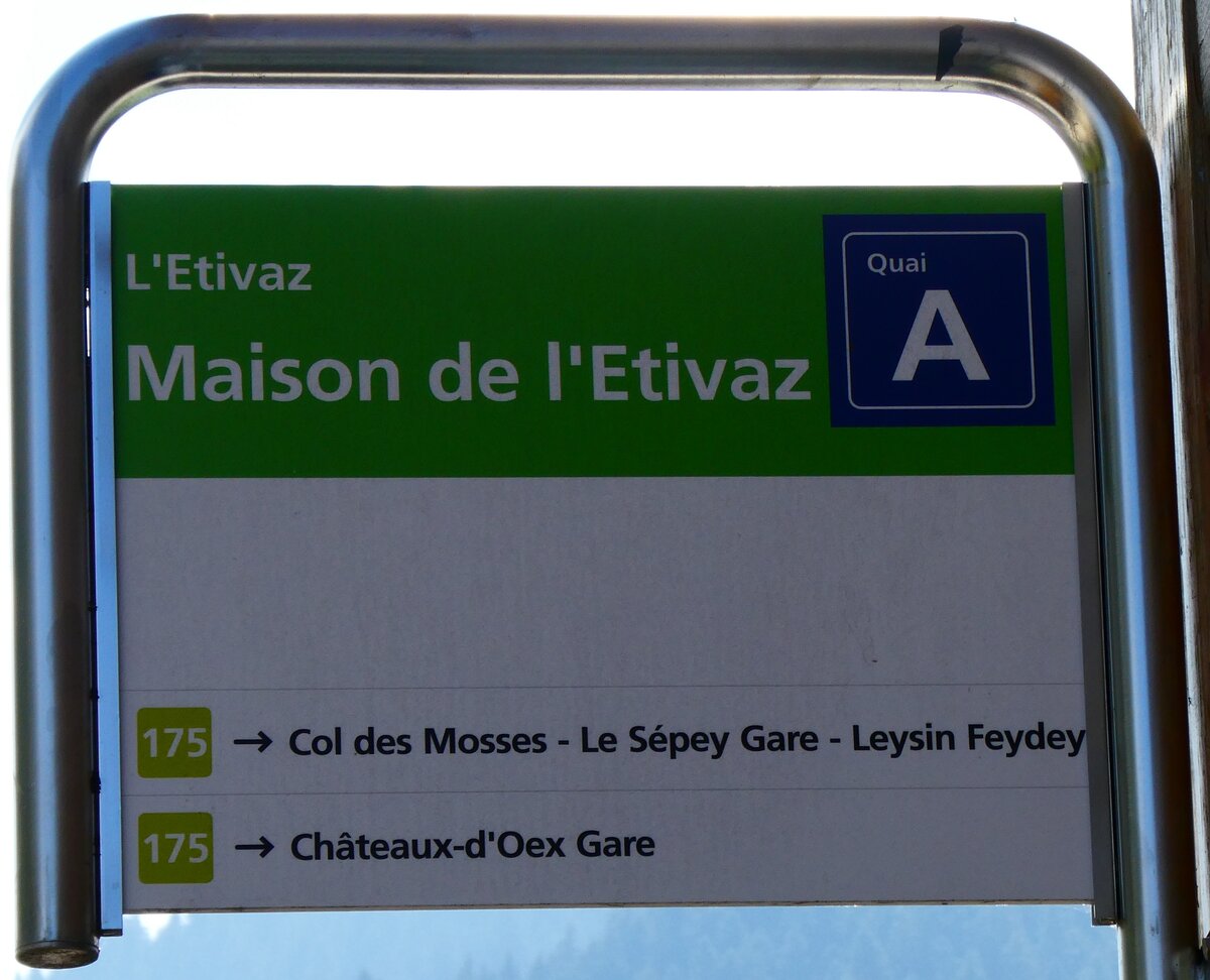 (279'141) - tpc-Haltestellenschild - L'Etivaz, Maison de l'Etivaz - am 17. August 2025