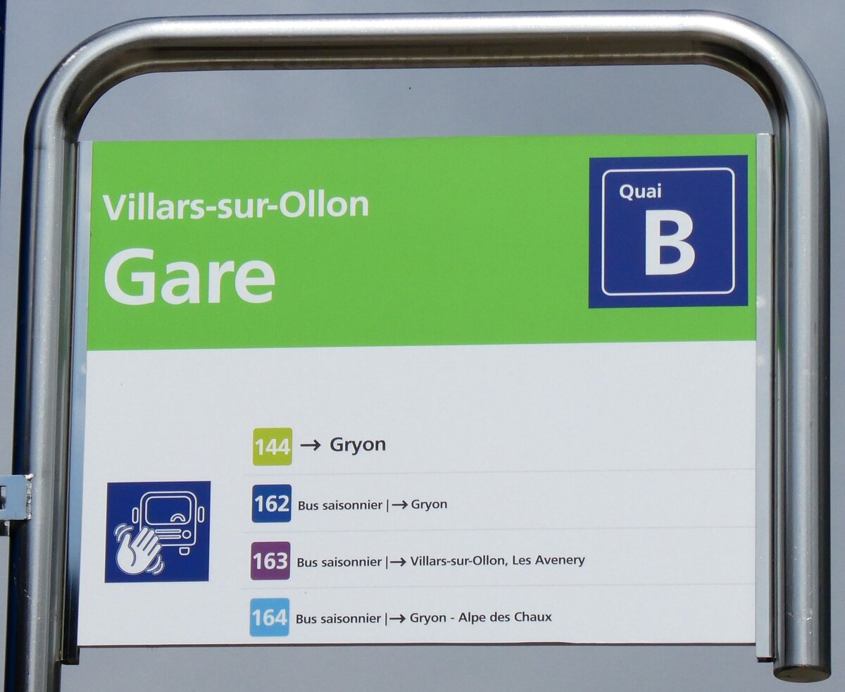 (279'157) - tpc-Haltestellenschild - Villars-sur-Ollon, Gare - am 17. August 2025