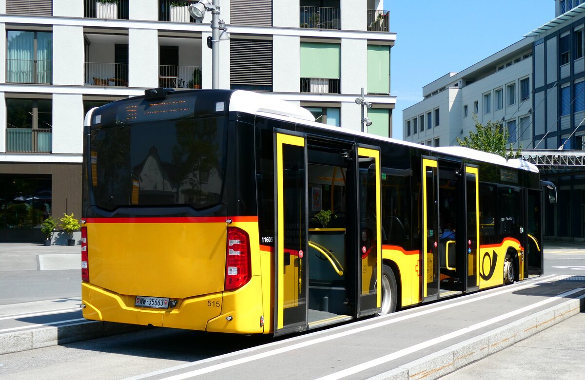 (279'224) - PostAuto Zentralschweiz - Nr. 515/NW 35'663/PID 11'606 - Mercedes (ex H�fliger, Sursee Nr. 33) am 19. August 2025 beim Bahnhof Stans