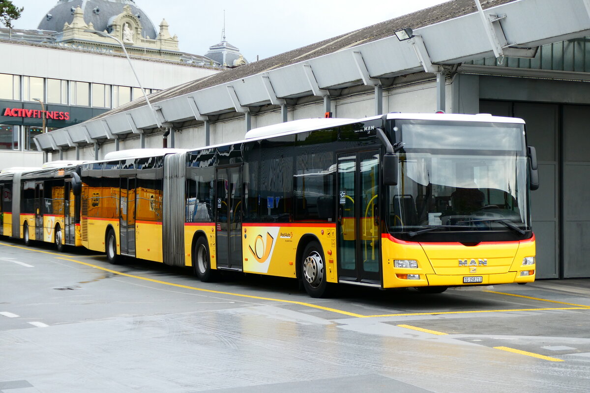 (279'240) - PostAuto Ostschweiz - TG 158'213/PID 4818 - MAN (ex PostAuto Graub�nden; ex PostAuto Ostschweiz SZ 68'458; ex PostAuto Ostschweiz SZ 44'040; ex Kistler, Reichenburg) am 21. August 2025 in Bern, Postautostation