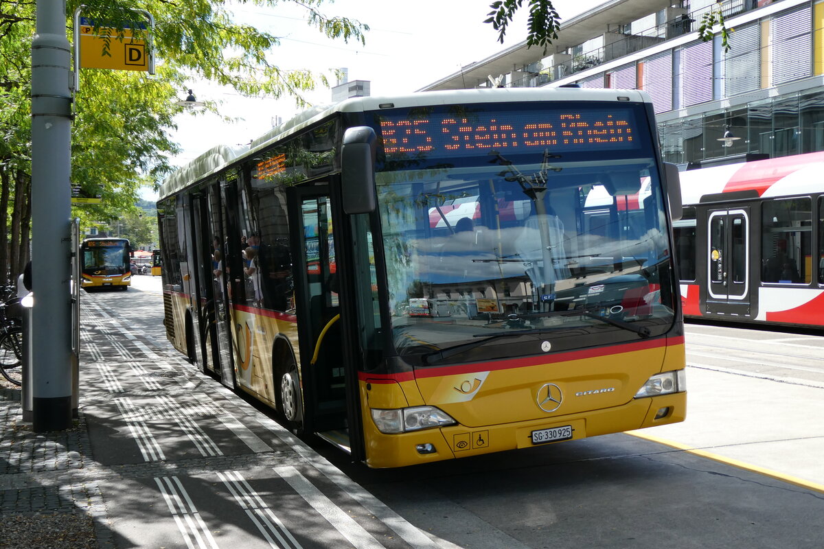 (279'546) - PostAuto Ostschweiz - SG 330'925/PID 5200 - Mercedes (ex PostAuto Nordschweiz; ex Brem, W�lflinswil) am 29. August 2025 beim Bahnhof Frauenfeld