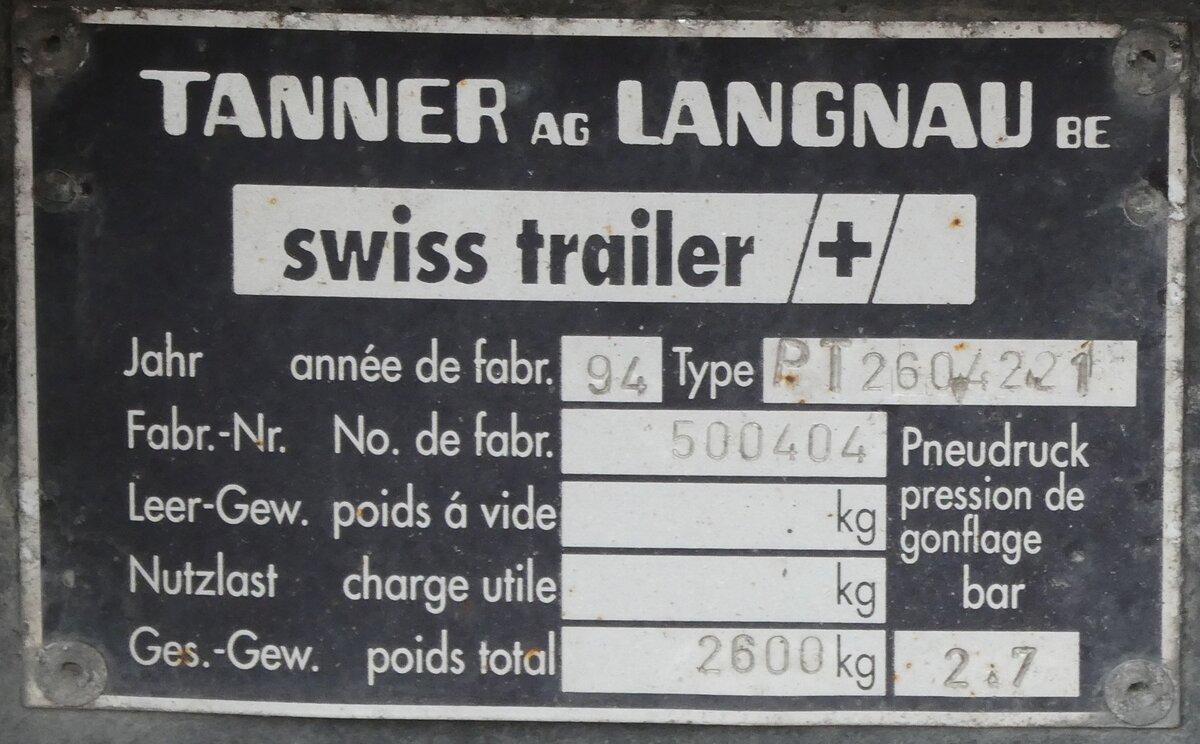 (279'827) - Typenschild - Gohl, B�tzberg - am 2. September 2025 in Thun, Kleine Allmend