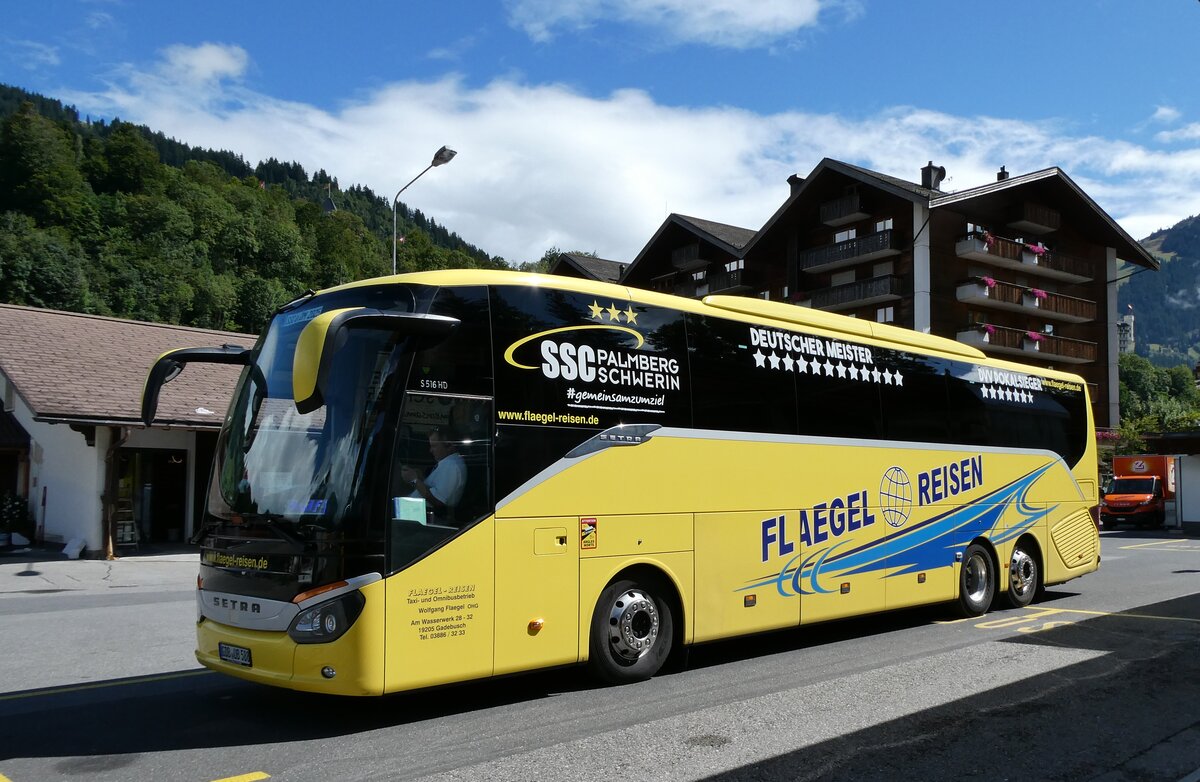 (279'895) - Aus Deutschland: Flaegel, Gadebusch - GDB-UB 588 - Setra am 5. September 2025 beim Bahnhof Gstaad