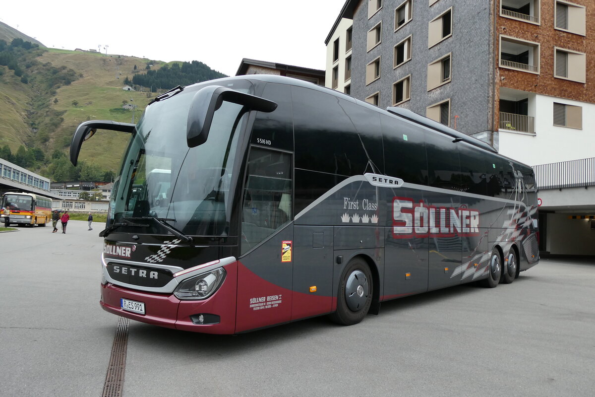 (280'061) - Aus Deutschland: S�llner, Regensburg - R-ES 991 - Setra am 8. September 2025 in Andermatt, Bahnhofplatz