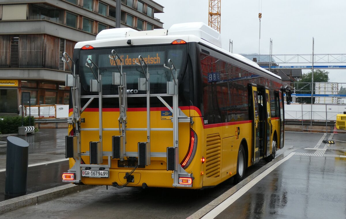 (280'100) - PostAuto Graub�nden - GR 167'949/PID 12'013 - Iveco (ex Nr. 7) am 9. September 2025 beim Bahnhof Ilanz