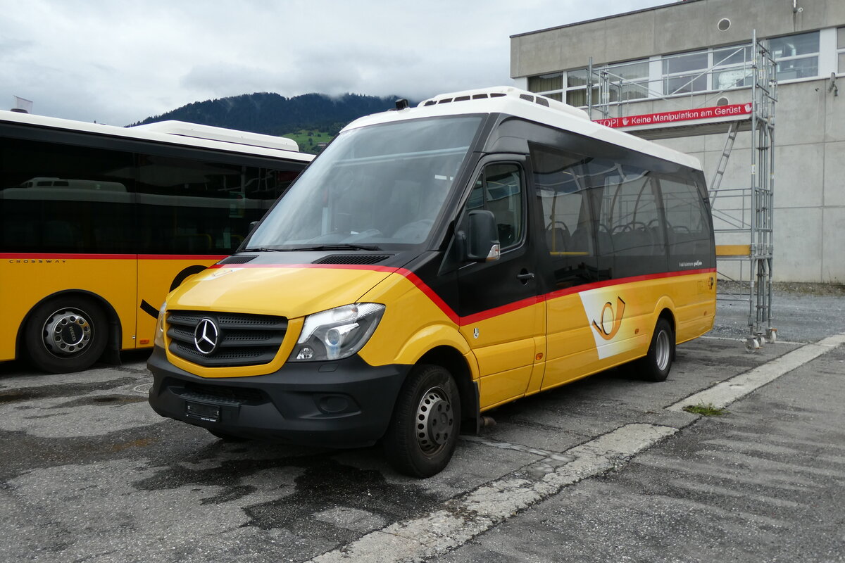 (280'208) - PostAuto Graub�nden - PID 11'015 - Mercedes (ex Nr. 42; ex Nr. 12) am 9. September 2025 in Schluein, Garage