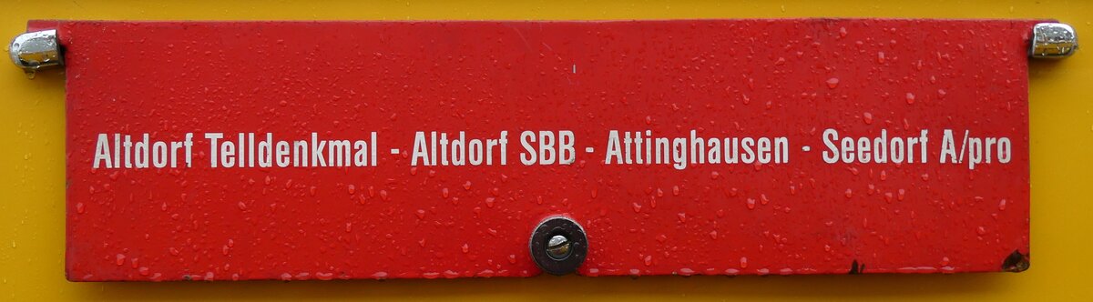 (280'688) - Routentafel - Altdorf Telldenkmal - Altdorf SBB - Attinghausen - Seedorf A/pro - am 27. September 2025 beim Bahnhof W�denswil