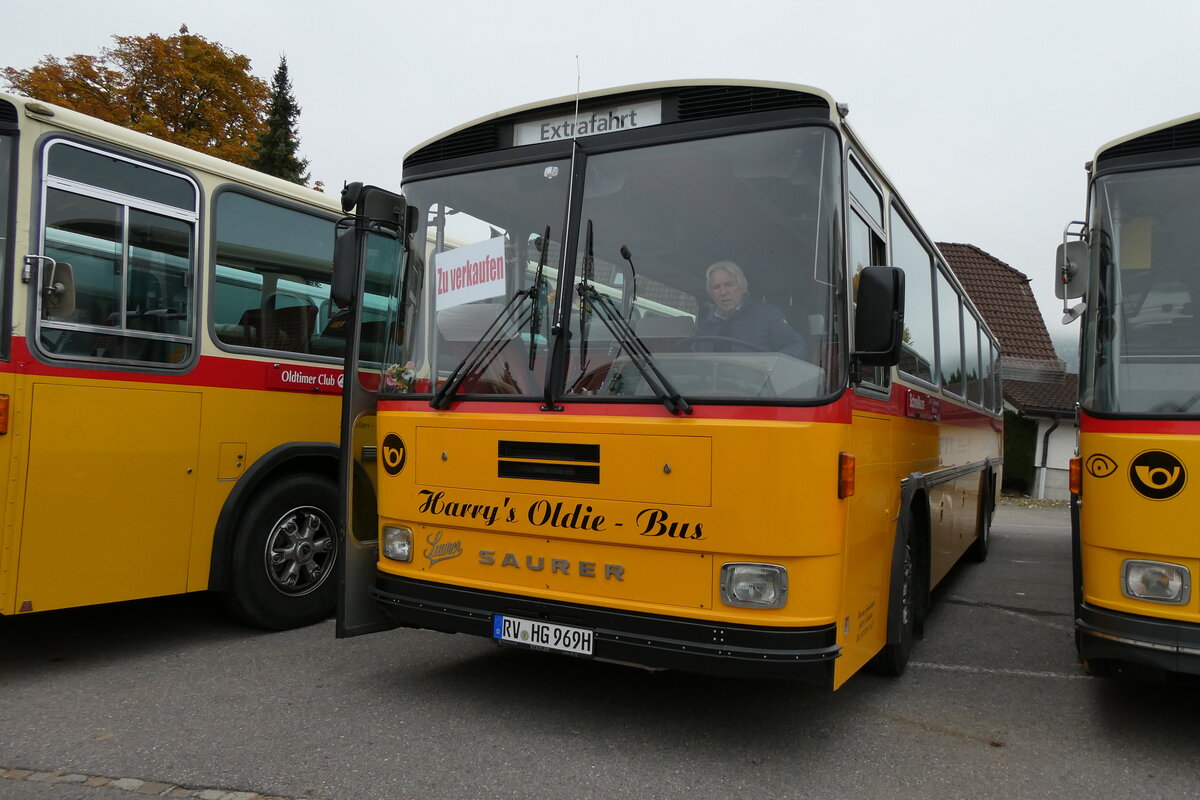 (281'324) - Aus Deutschland: Gmeinder, Schlier - RV-HG 969H - Saurer/R&J (ex M�ller, CH-Uttigen; ex Stocker, CH-Ottikon; ex Eberle, CH-Wittenbach; ex Richter, CH-Ossingen; ex P 25'350) am 12. Oktober 2025 in Schwarzenberg, R�ssli