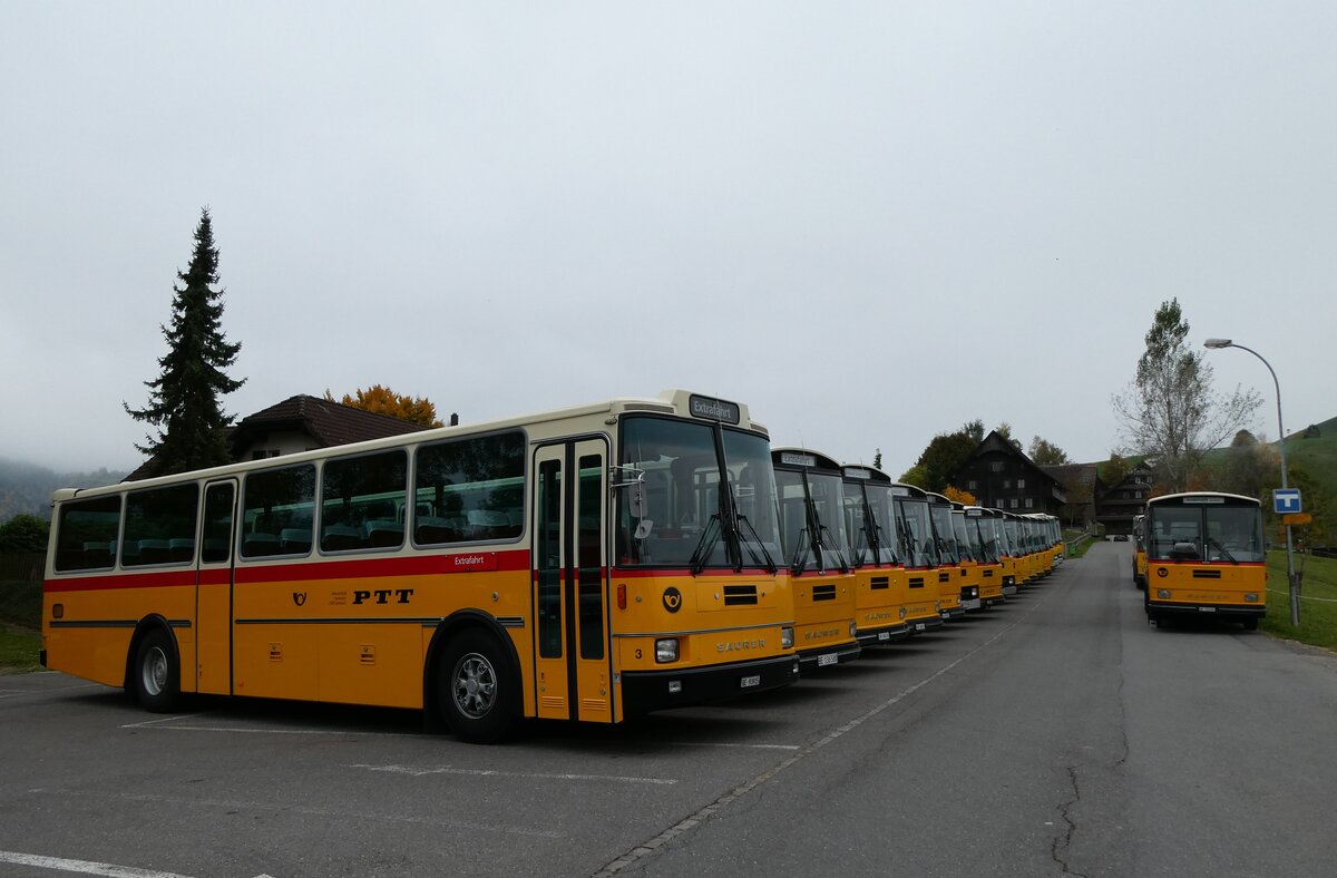 (281'385) - Kolb, Grasswil - Nr. 3/BE 93'915 - Saurer/R&J (ex Schmocker, Stechelberg Nr. 3/PID 2409; ex Schmocker, Stechelberg Nr. 1; ex Gertsch, Stechelberg) am 12. Oktober 2025 in Schwarzenberg, R�ssli