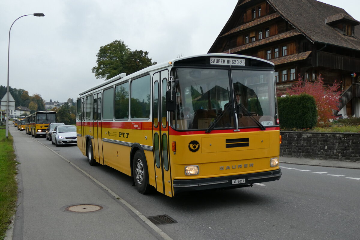 (281'394) - Gloor, Staufen - AG 6013 - Saurer/Hess (ex ALMAT, Tagelswangen; ex P 26'516) am 12. Oktober 2025 in Hellb�hl, Luzernstrasse