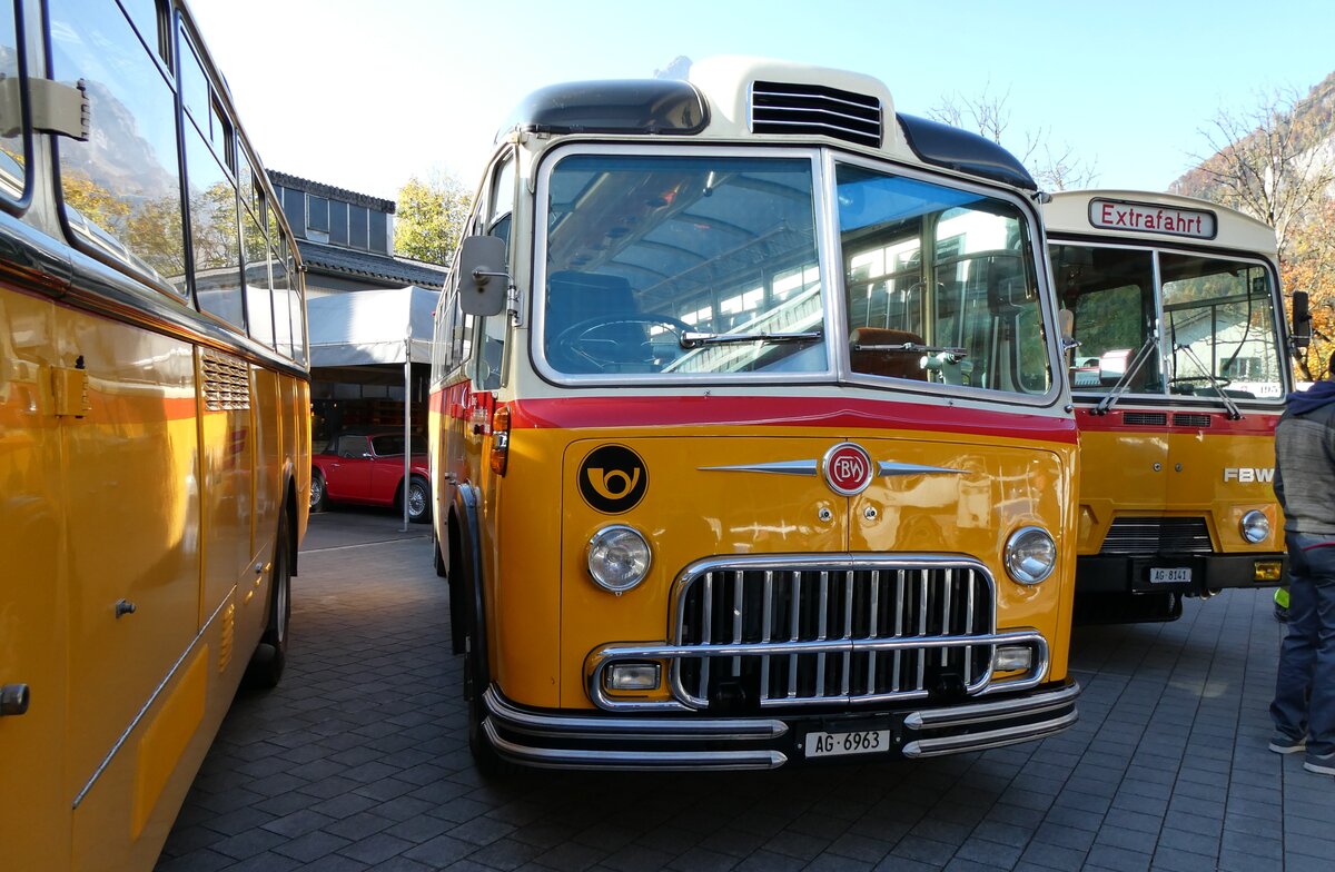 (281'610) - Stutz, Jonen - AG 6963 - FBW/R&J (ex Tanner&Lambach, Reigoldswil Nr. 2; ex Hunziker, R�schlikon; ex P 24'059; ex P 21'559) am 18. Oktober 2025 in N�fels, FBW-Museum