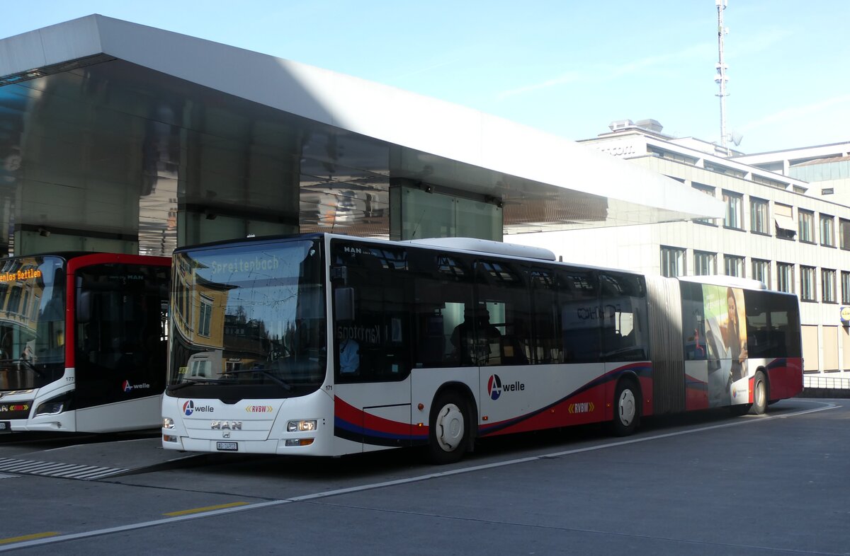 (282'277) - RVBW Wettingen - Nr. 171/AG 14'912 - MAN am 11. November 2025 beim Bahnhof Baden