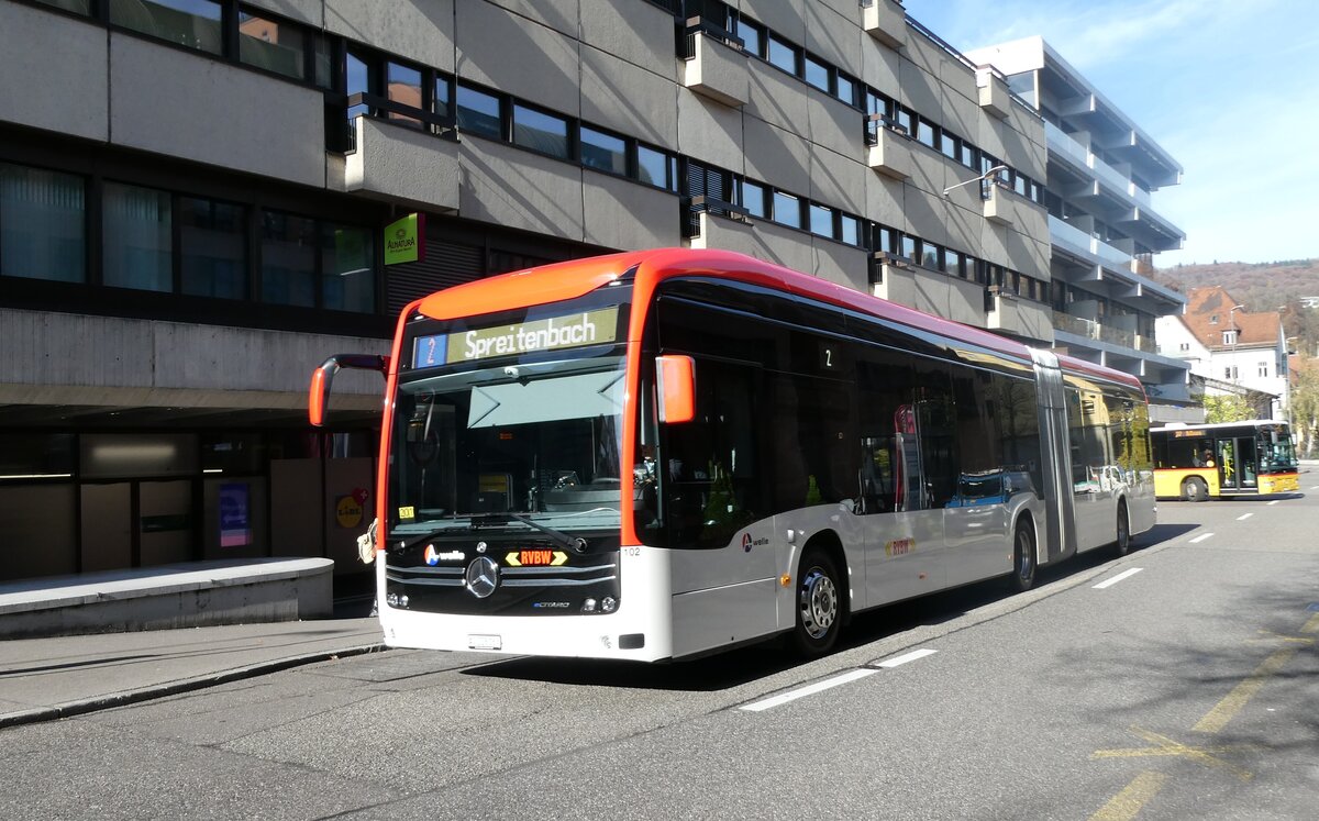 (282'311) - RVBW Wettingen - Nr. 102/AG 228'163 - eMercedes am 11. November 2025 in Baden, Postautostation