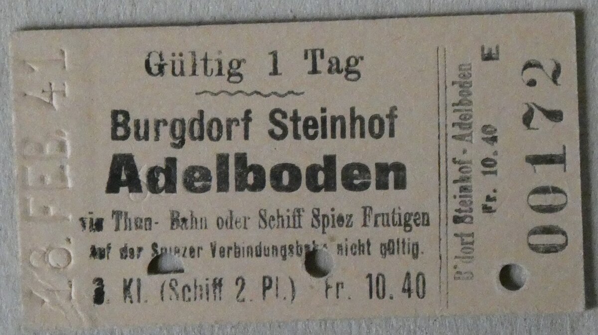 (283'188) - AFA-Einzelbillet vom 18. Februar 1941 am 14. Dezember 2025