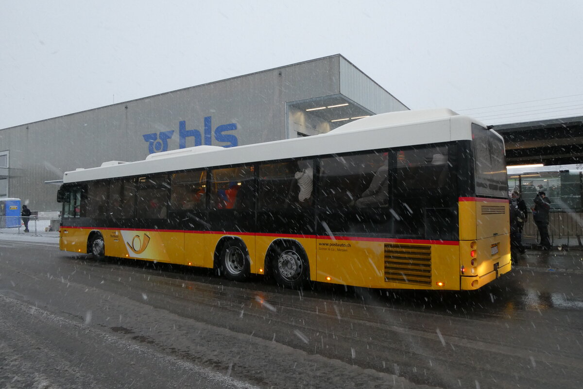 (283'817) - Steiner, Mussen - SO 20'143/PID 5372 - Scania/Hess (ex SO 136'226) am 10. Januar 2026 beim Bahnhof Frutigen