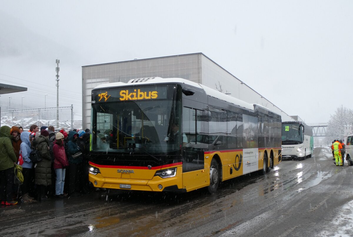 (283'838) - Engeloch, Riggisberg - Nr. 12/BE 520'405/PID 11'982 - Scania am 10. Januar 2026 beim Bahnhof Frutigen
