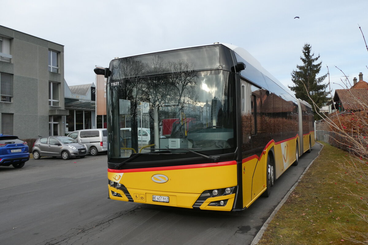 (284'317) - PostAuto Bern - Nr. 11'631/BE 407'862/PID 11'631 - Solaris am 22. Januar 2026 in Thun, Garage STI