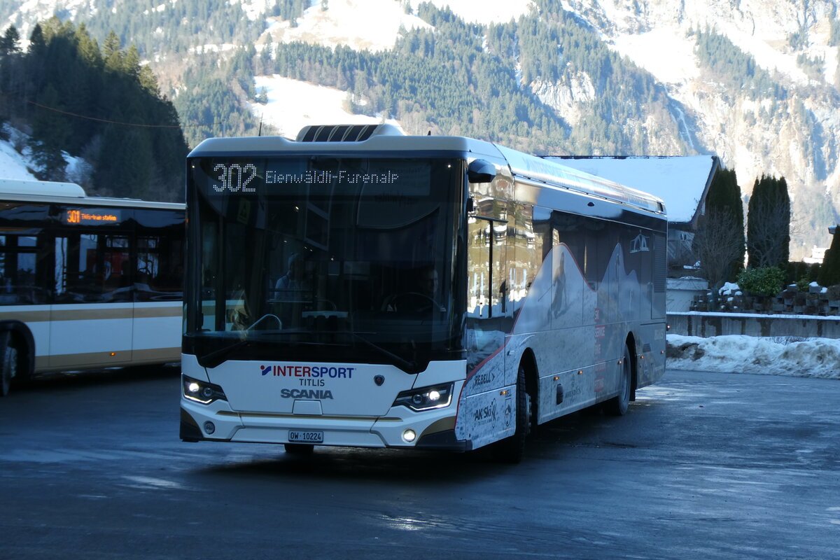 (284'570) - EAB Engelberg - Nr. 2/OW 10'224 - Scania am 3. Februar 2026 in Engelberg, Talstation Titlis