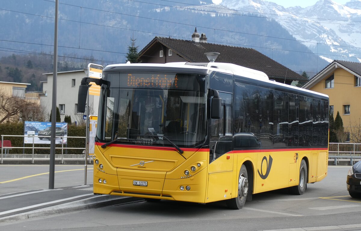 (284'609) - PostAuto Zentralschweiz - Nr. 508/OW 12'275/PID 10'536 - Volvo (ex Nr. 12; ex Dillier, Sarnen Nr. 12) am 3. Februar 2026 beim Bahnhof Sarnen